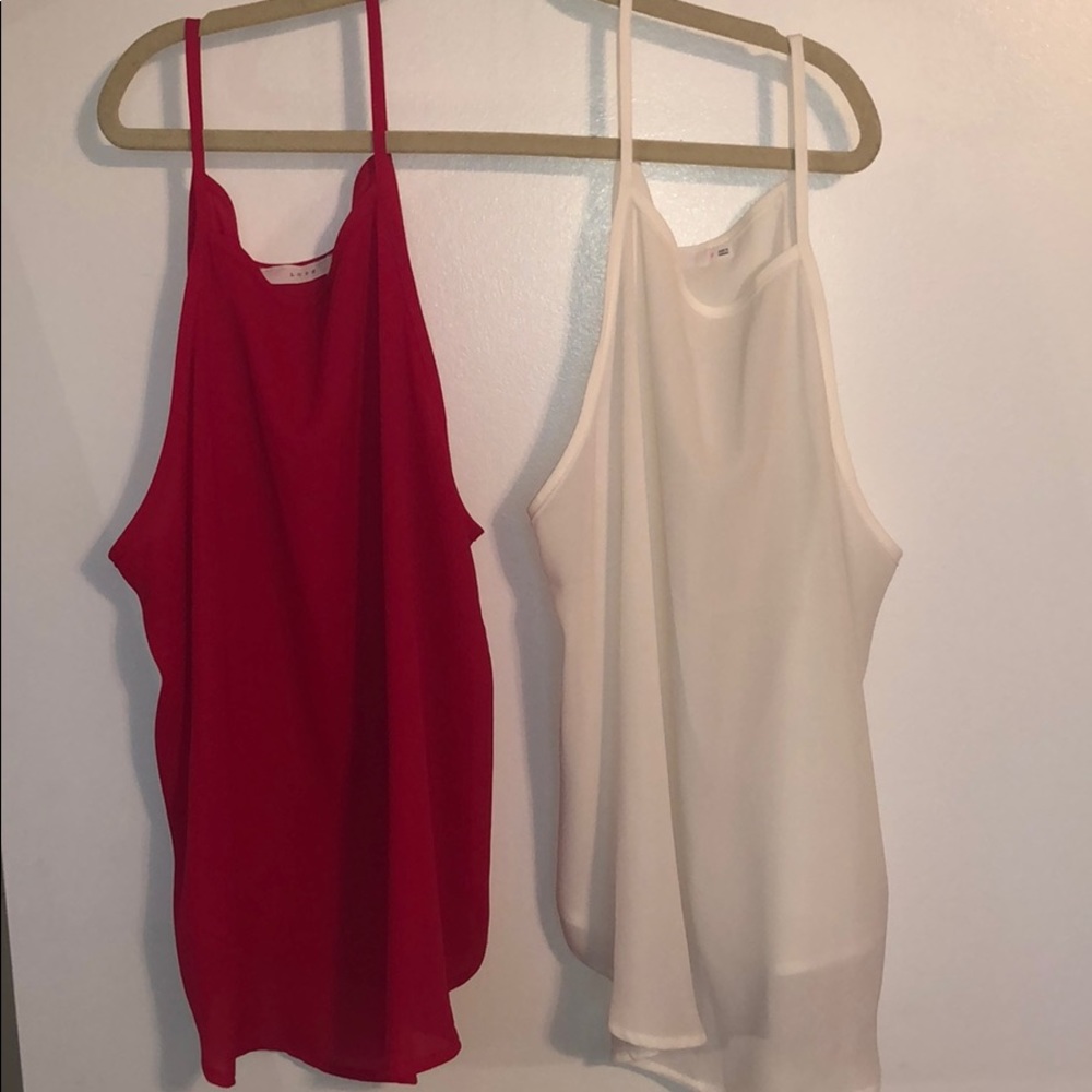 2 Lush tank tops red & white, same style sz small